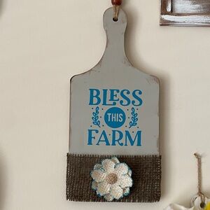 Rustic Farmhouse Wall Decor with Blue Accents
